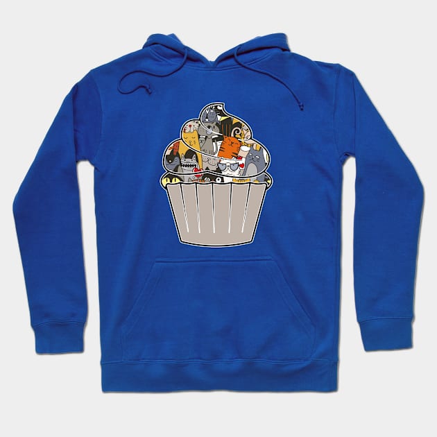 Pop Art Cupcake Pastry Lover Baked Goods Cute Cats Pattern Hoodie by NINE69